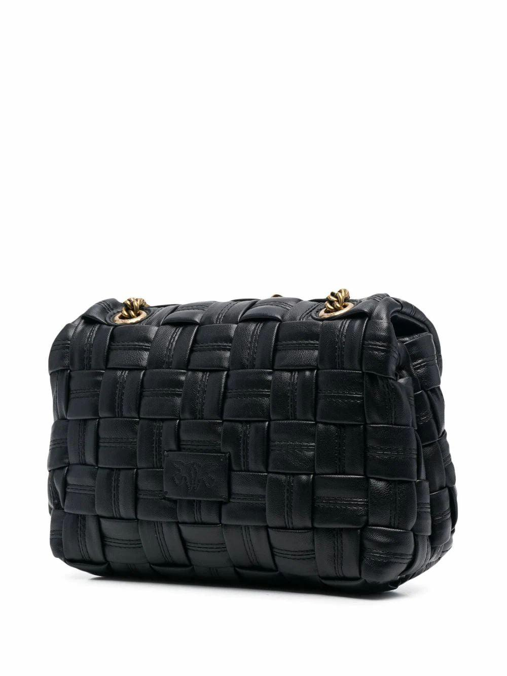 Pinko Love Bag Woven Leather Black
