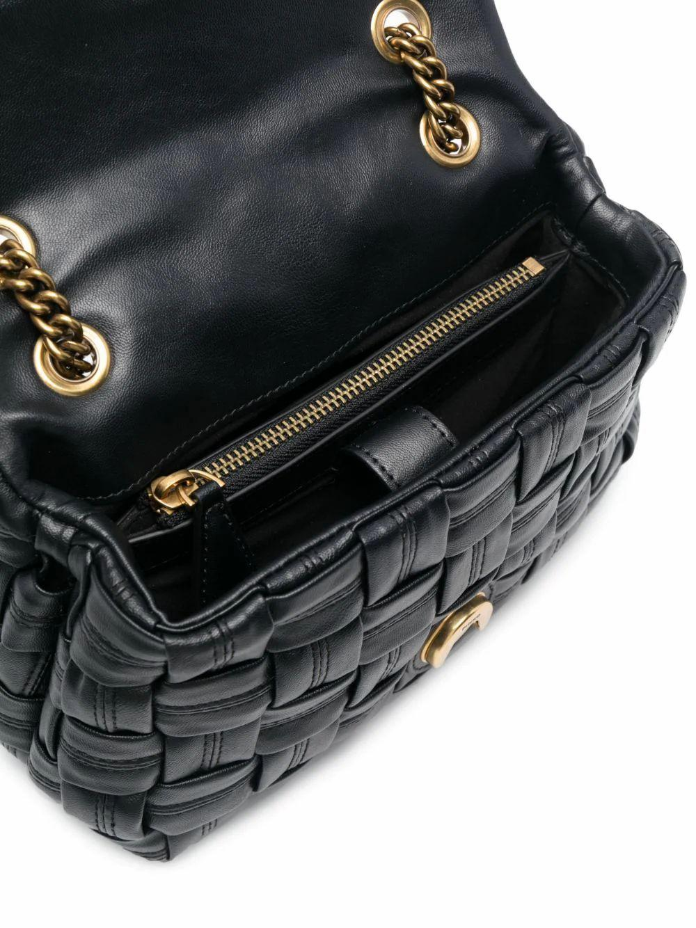Pinko Love Bag Woven Leather Black